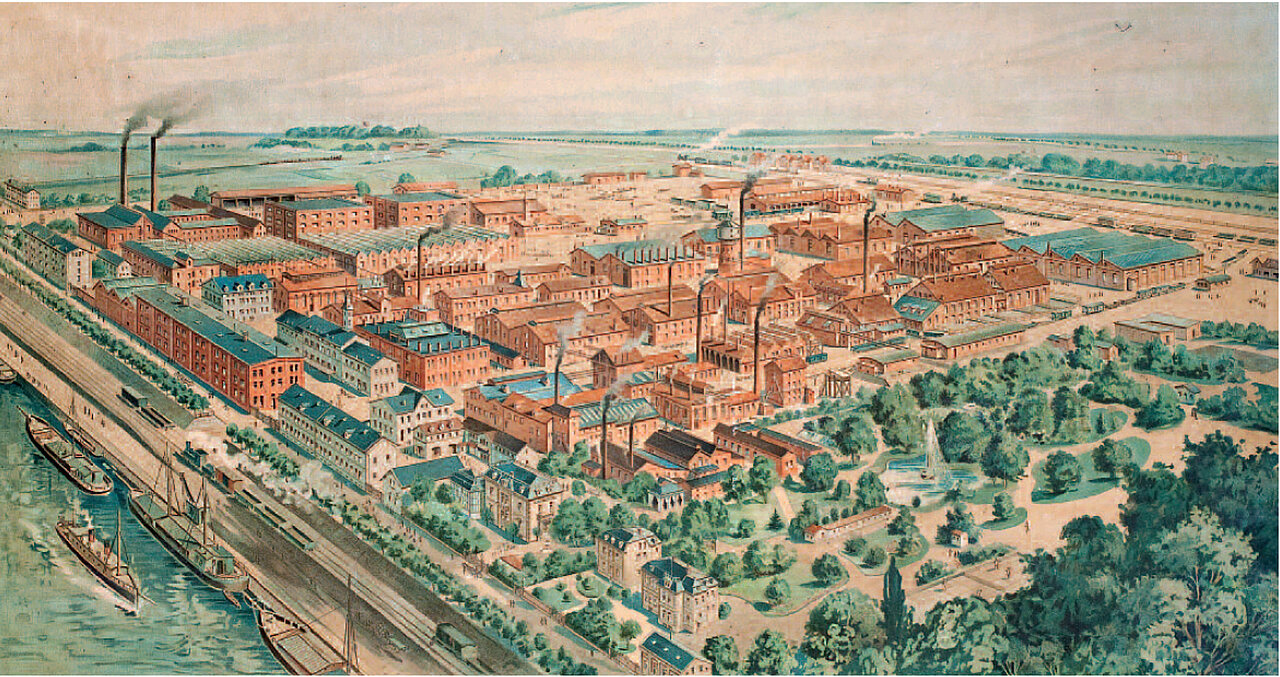 Chem. Fabrik K. Oehler 1905, Bildrechte: Friedrich Schoembs, Offenbach, als gemeinfrei gekennzeichnet, https://upload.wikimedia.org/wikipedia/commons/a/ac/Chem._Fabrik_K._Oehler_1905.jpg